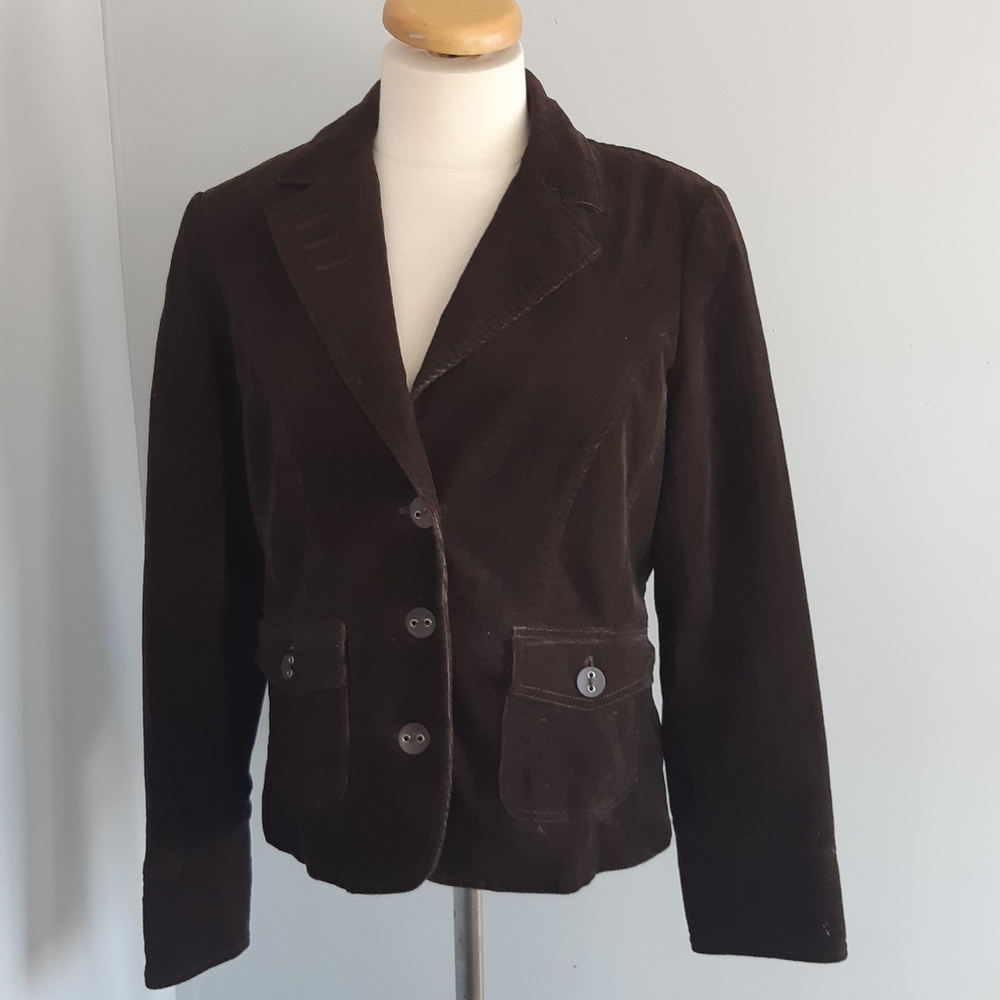 An Sport American long sleeves Women's  blazer dark Brown 97% cotton Size 8